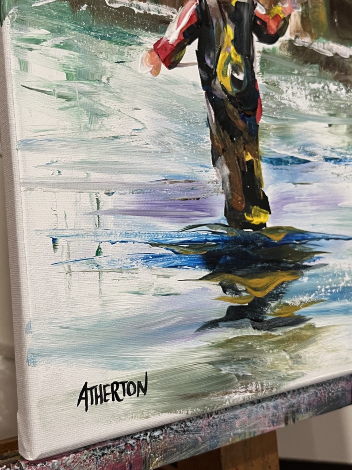11×14 Original Fly Fishing Painting River Angler Impressionist Outdoor Art