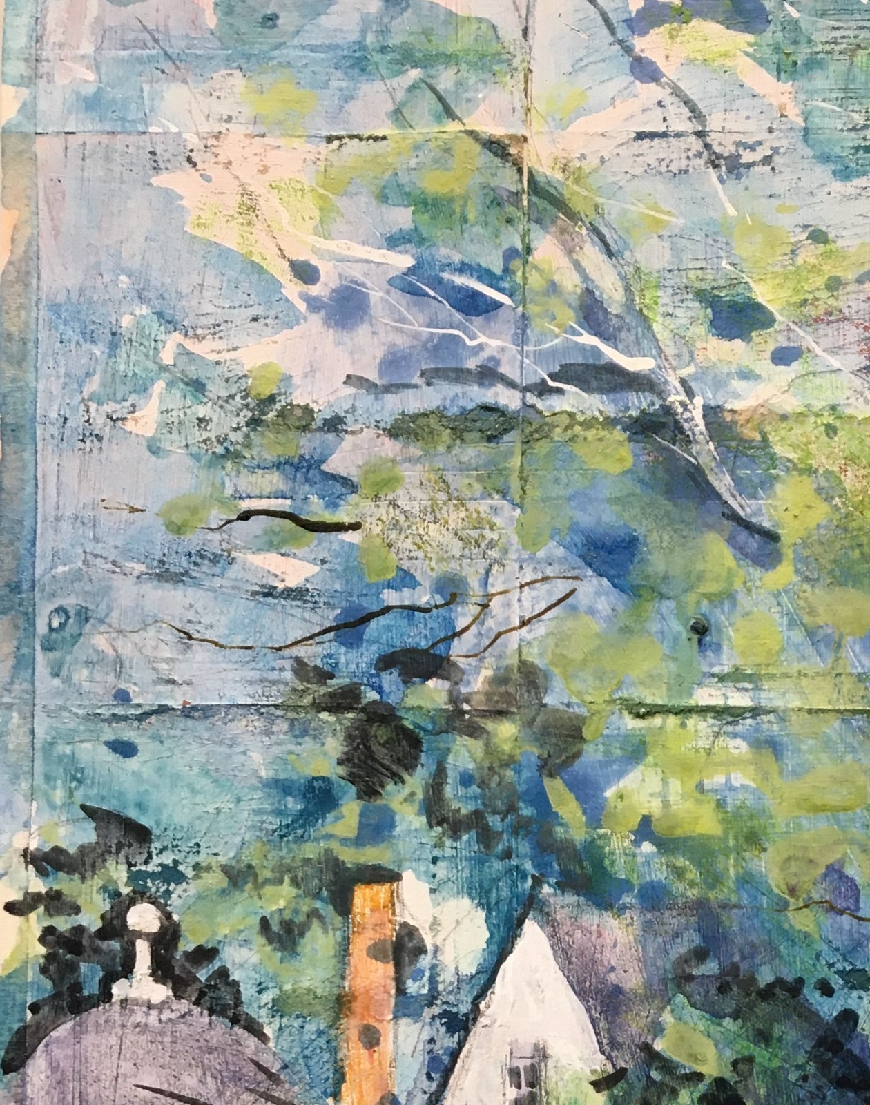 Lerew OOAK contemporary original semi abstract landscape painting signed COA