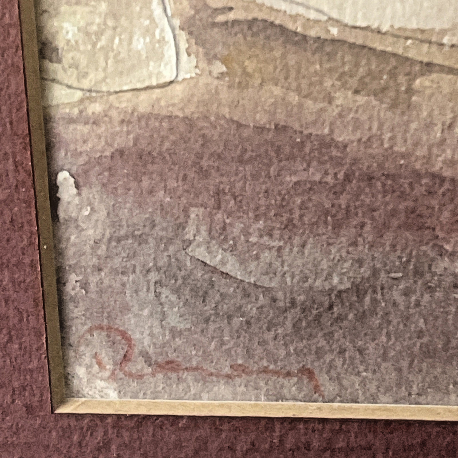 Possibly a Mediterranean Village Seated Woman with Apron 5 7/8″ x 9 1/8″