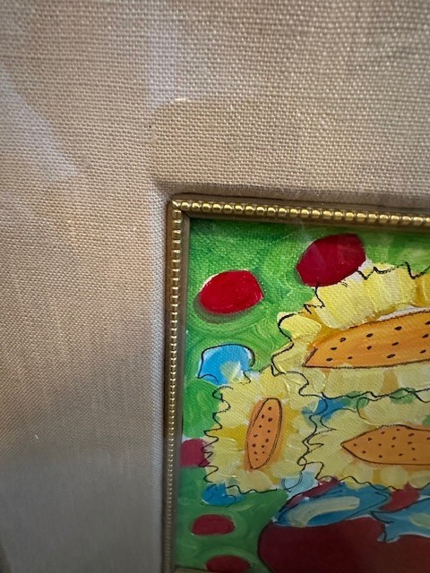 A.E. Barnes Original Art Painting Colorful Still Life Sunflowers Signed Framed