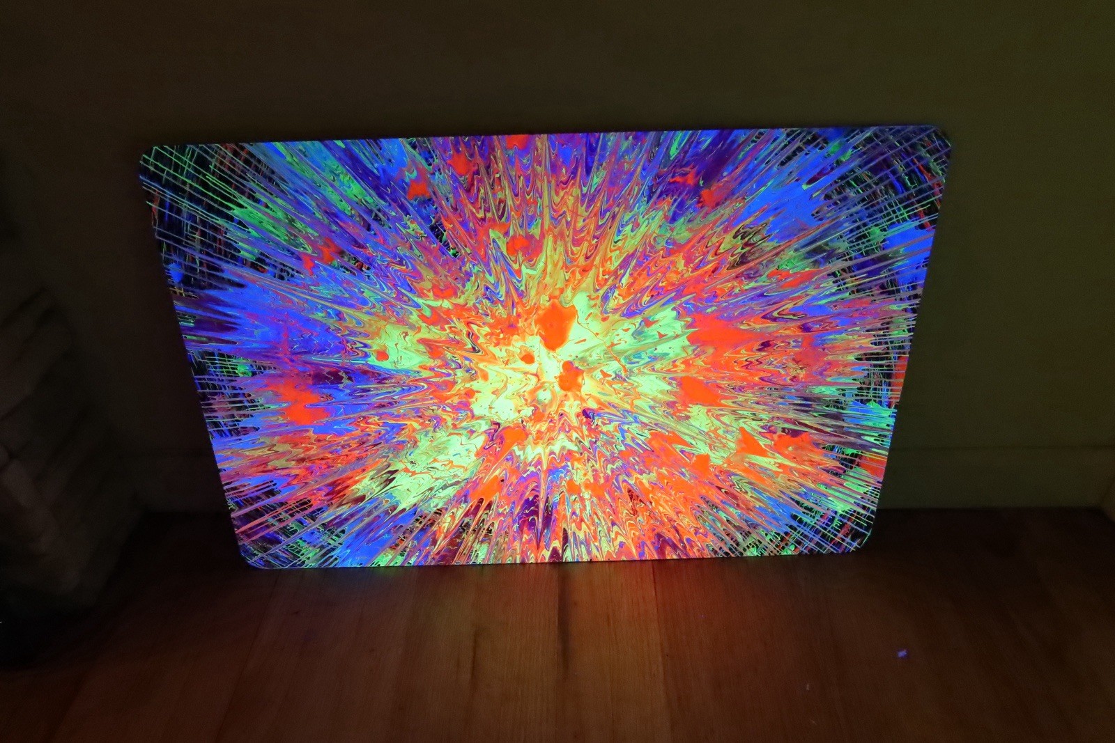(Original Painting) Psychedelic Black Light Neon Acrylic Painting