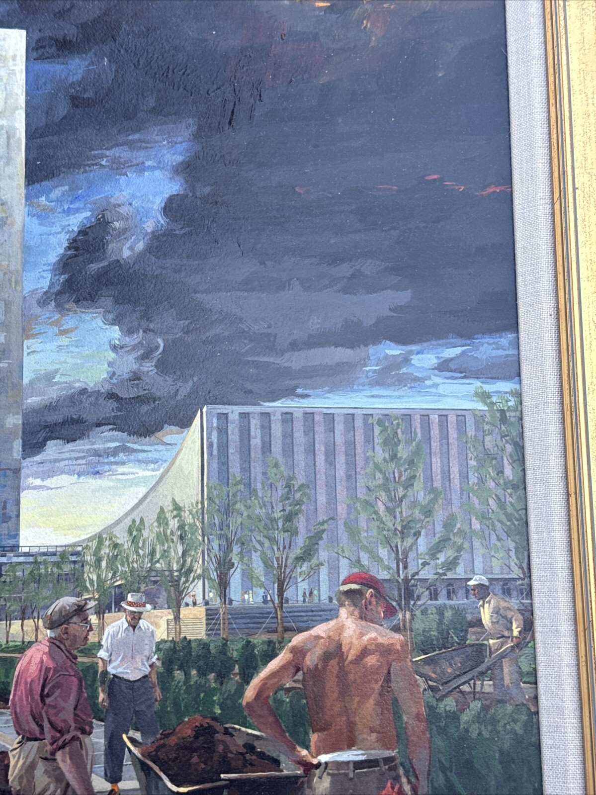 INDUSTRIAL CITY PAINTING URBAN CONSTRUCTION ILLUSTRATION REGIONALISM WORKERS
