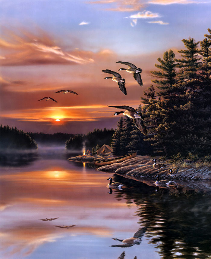 Art Giclee Printed Oil Painting Print Forestake duck flying