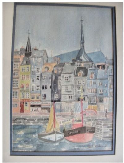Watercolor Painting by Pearl Richmond Boats Rose Mae & Anna Marie Framed 18X24