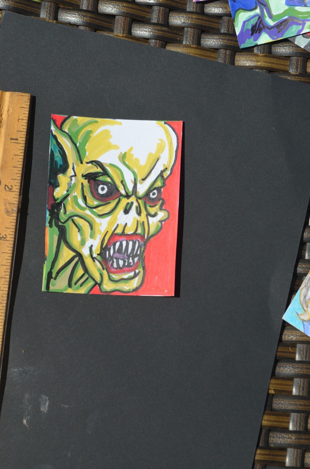 ACEO Original Art Comic Horror Monster Original not a print mixed media