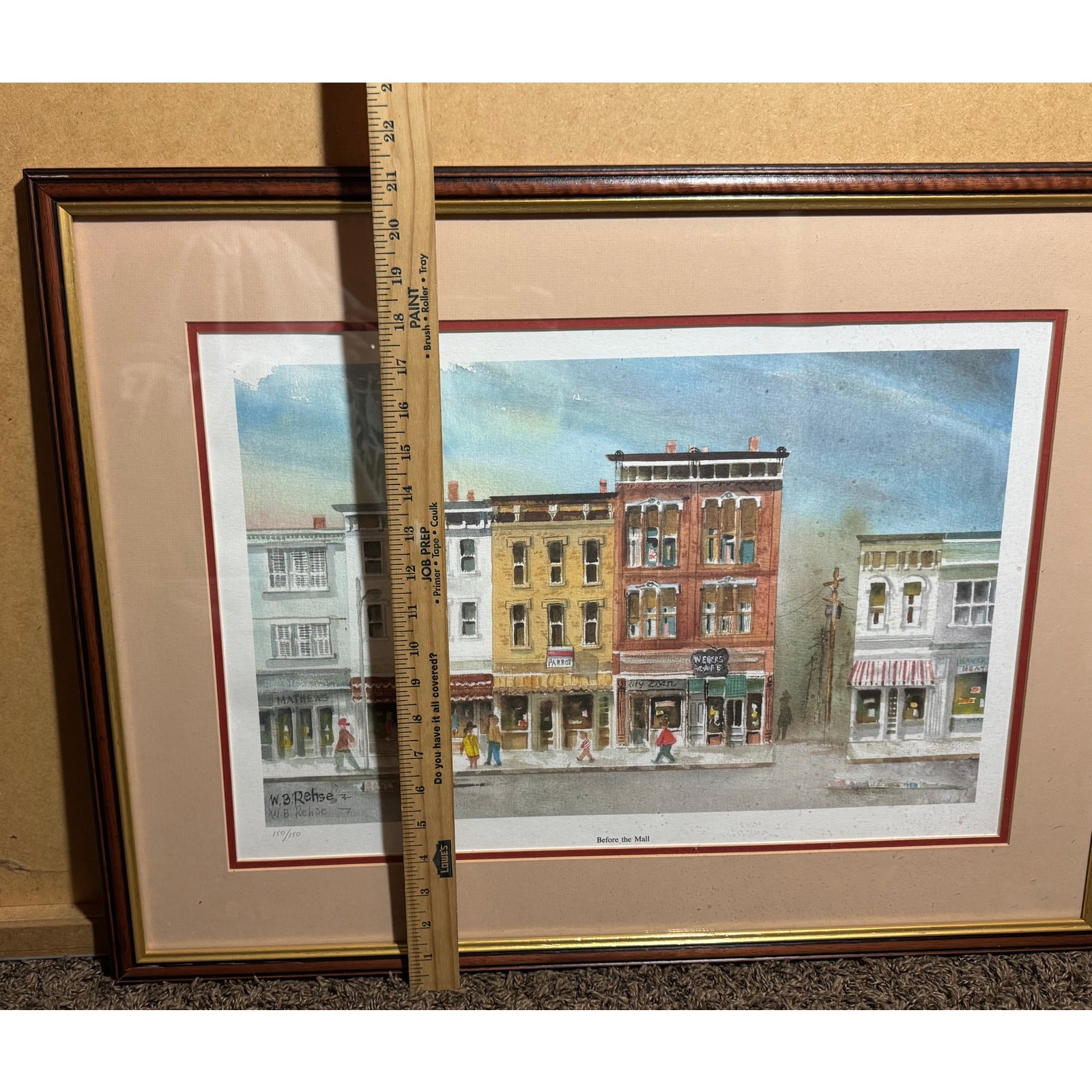 W.B. Rehse Watercolor Painting «Before The Mall» Numbered 150/150 Cincinnati 80s