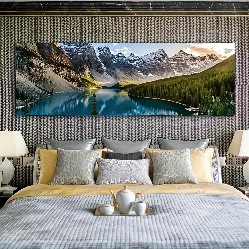 1 PC Frameless Oil Painting Lake Scenery Jungle Nature Poster