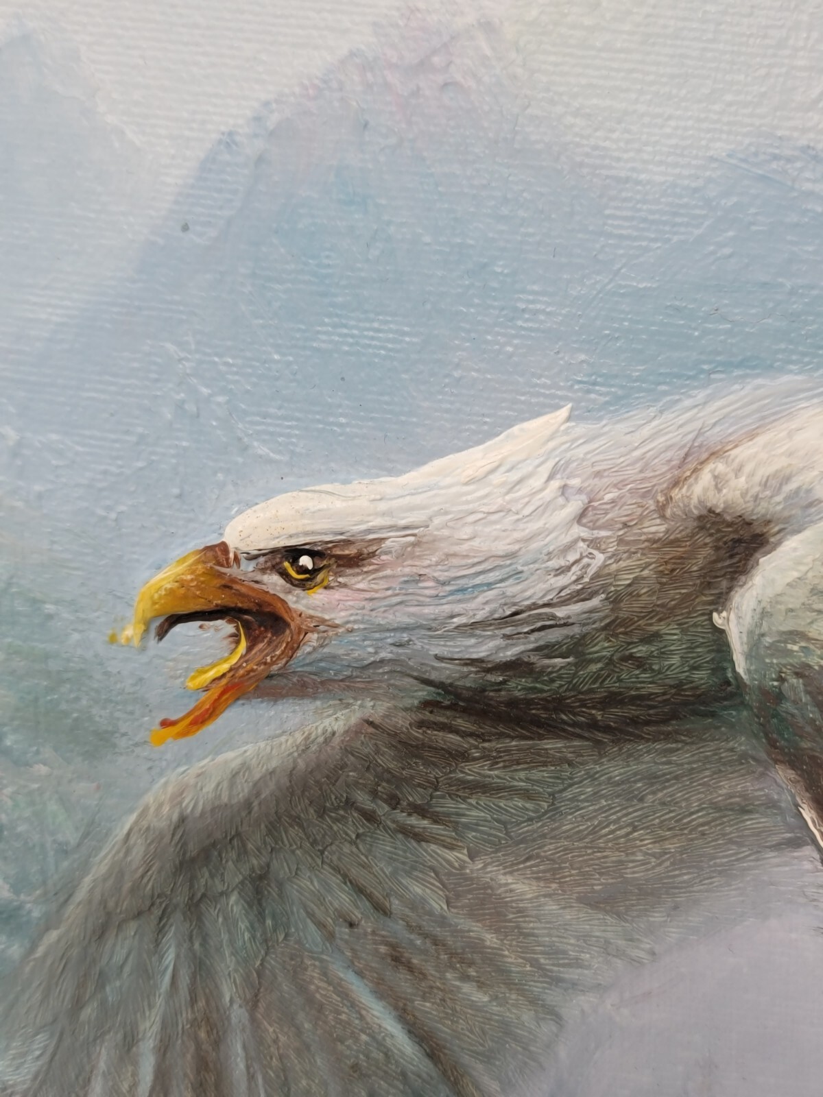 Bald Eagle in Flight Signed C. Benolt 3D Oil Framed