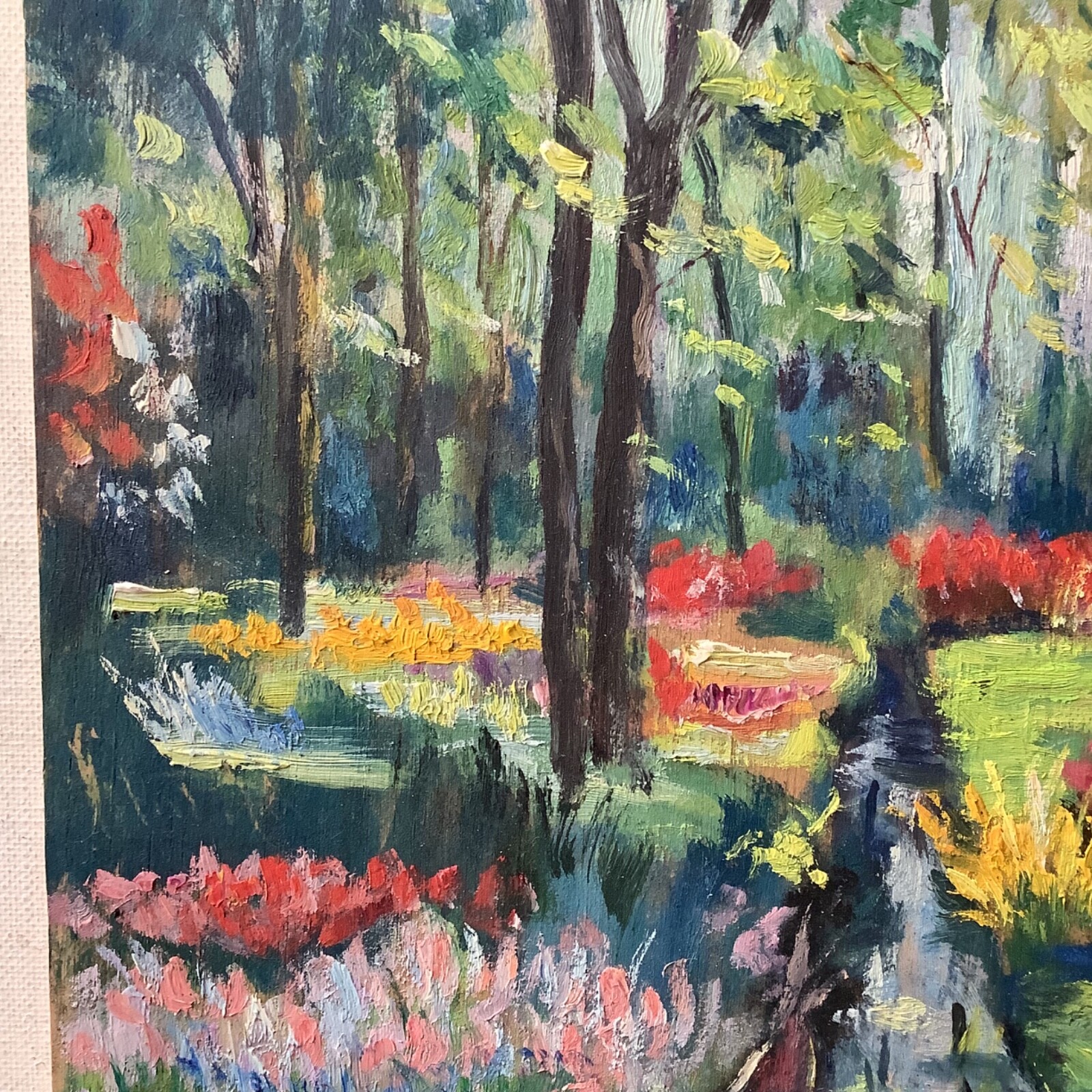French PostImpressionist Landscape Garden Keukenhof Flowers Tulips Oil Painting