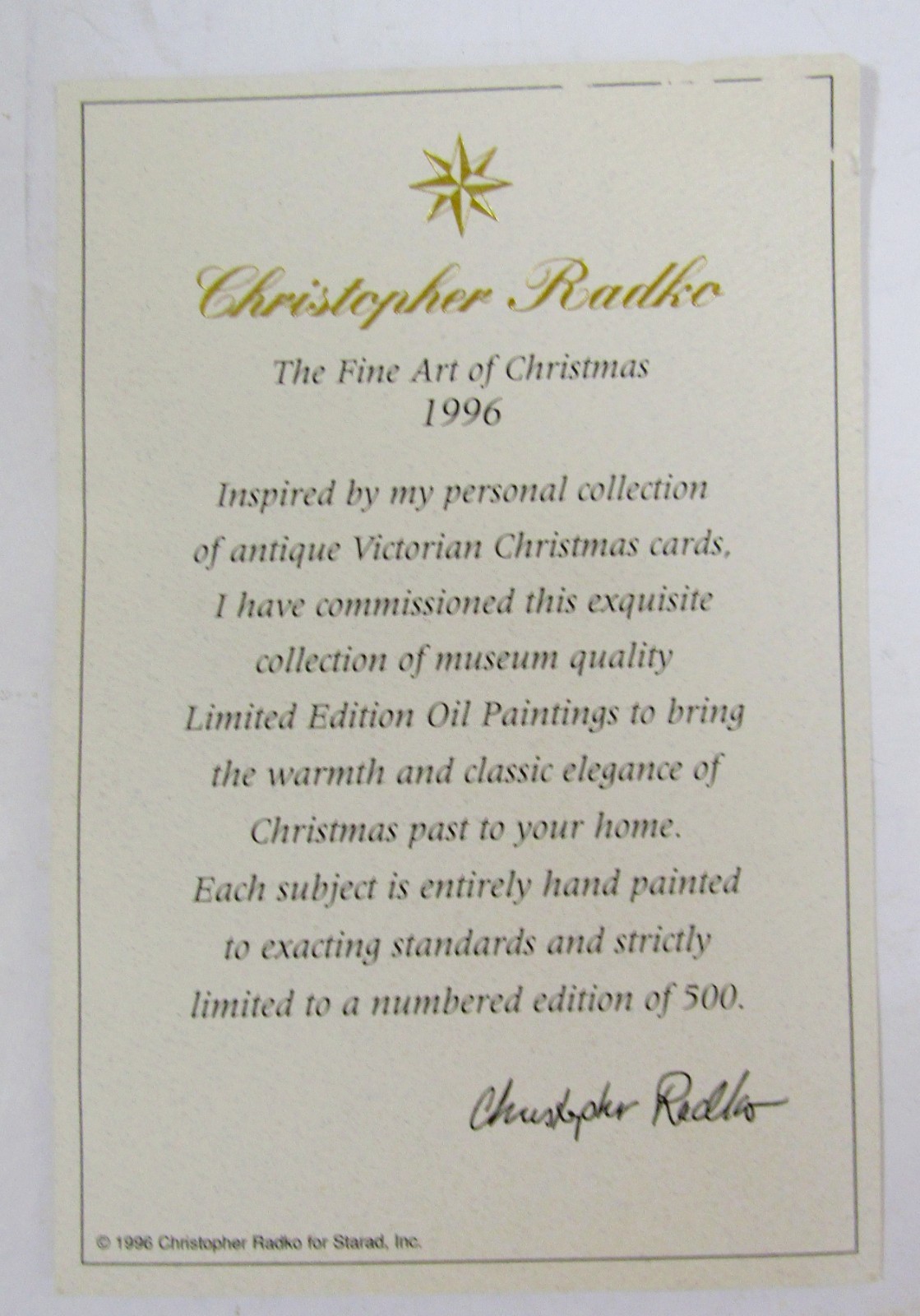 Large Christopher Radko Oil Painting «Christmas Joy» Ltd. Ed. 160/500 Framed COA