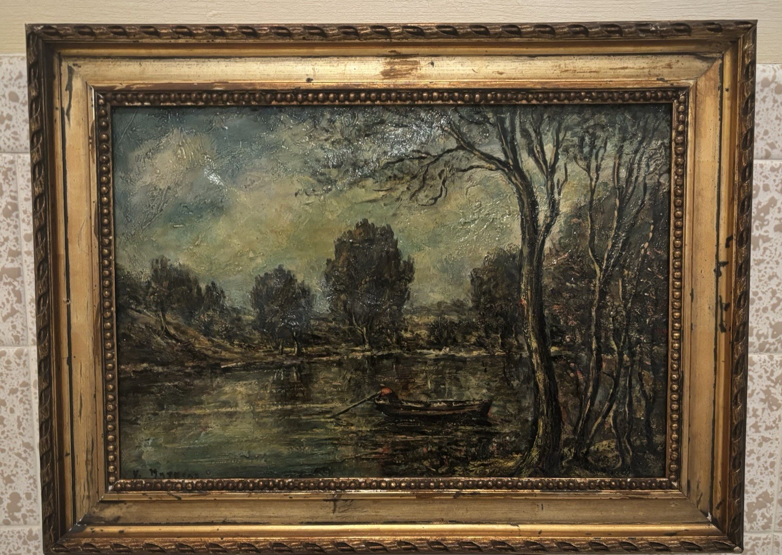 FRENCH Landscape Paper to Board SIGNED Framed 15 X 11