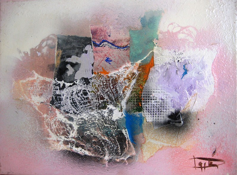 Laszlo Dus «Untitled composting» Mixed Media Acrylic painting on Canvas – 1991