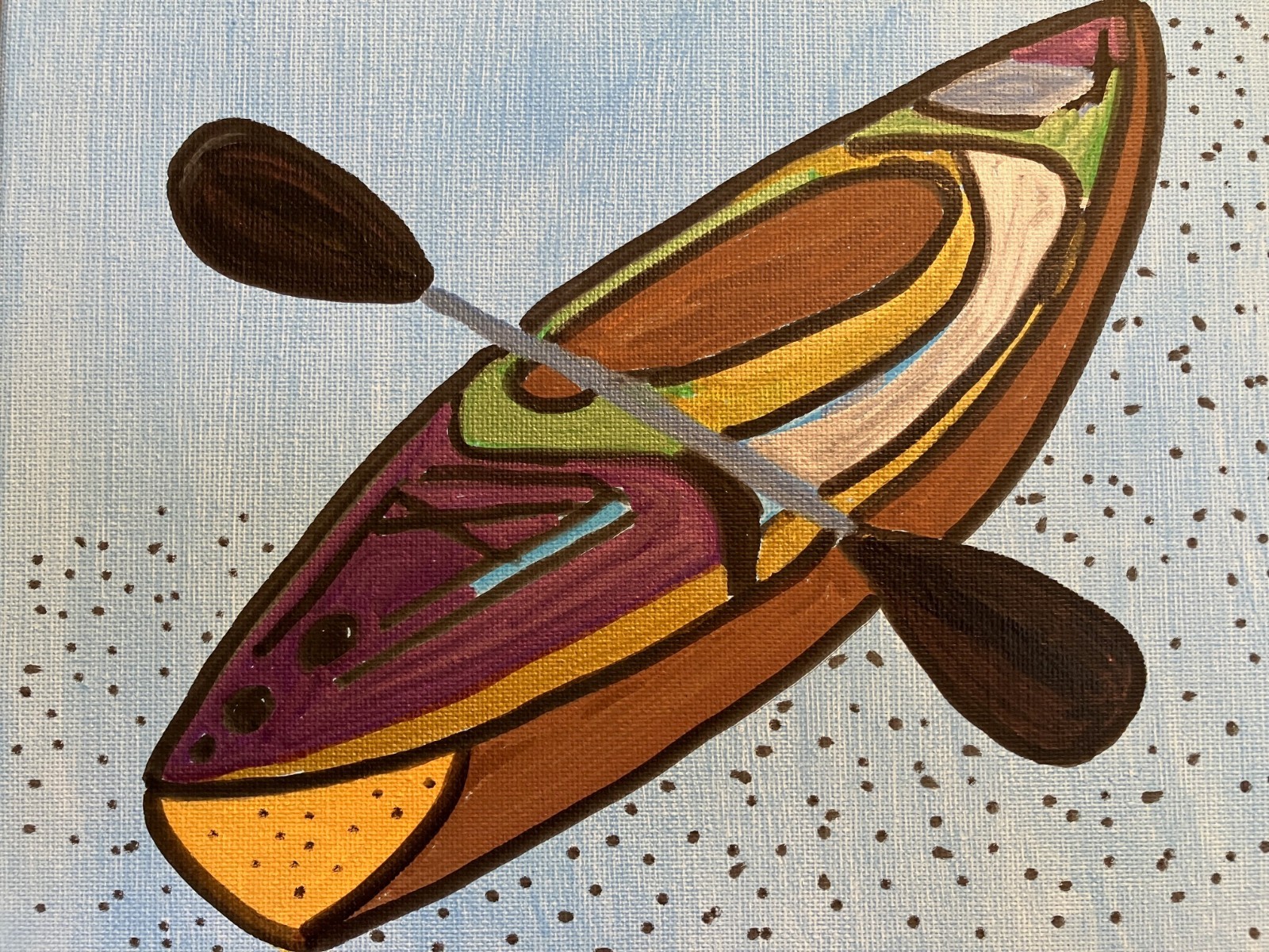 8×10 Acrylic Painting Specialist Kayak Fun «Sports Enthusiasts Edition» Just 1