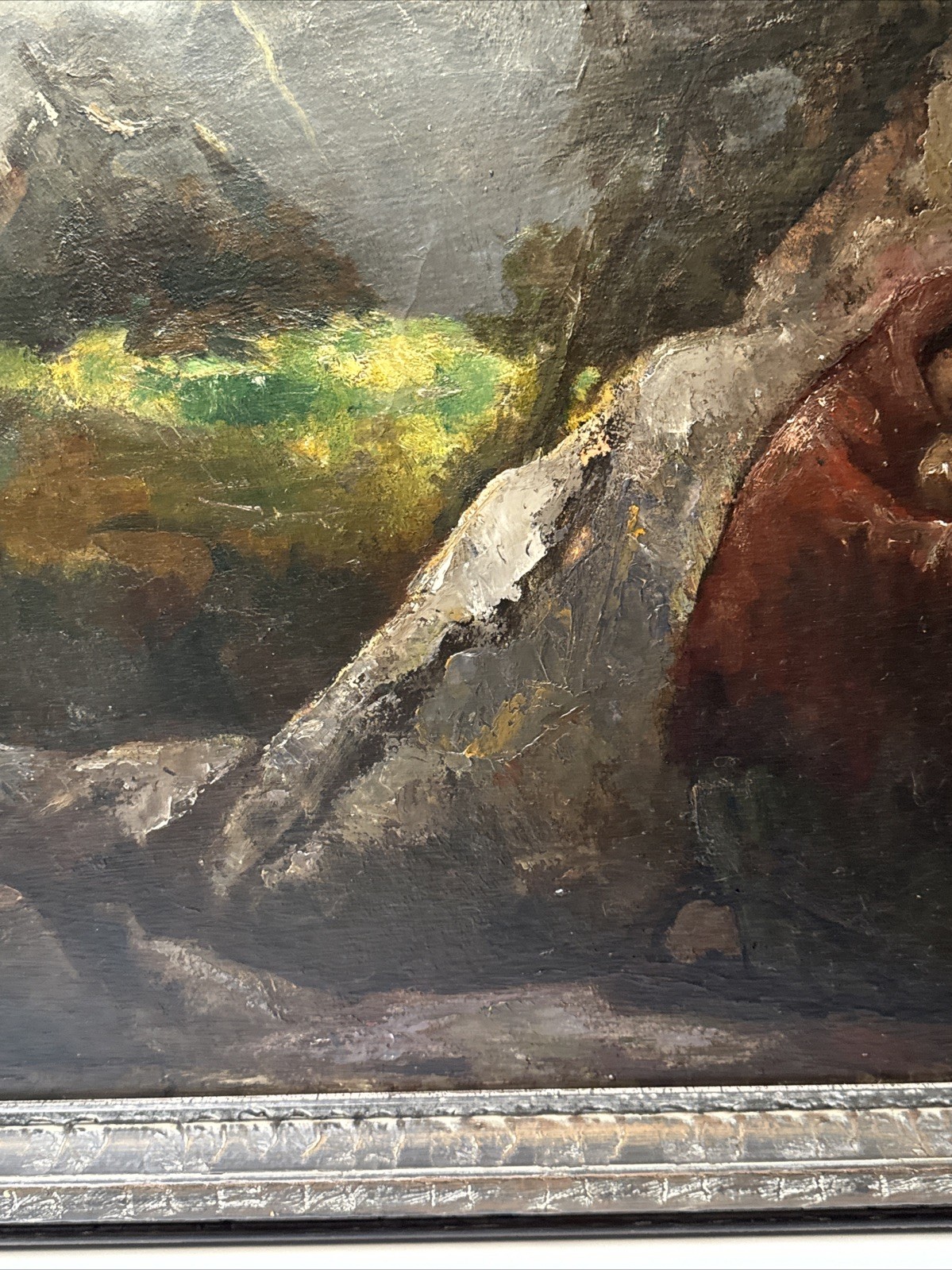EUGENE HIGGINS PAINTING ANTIQUE EXPRESSIONIST STORM LANDSCAPE FAMILY WPA FAMOUS