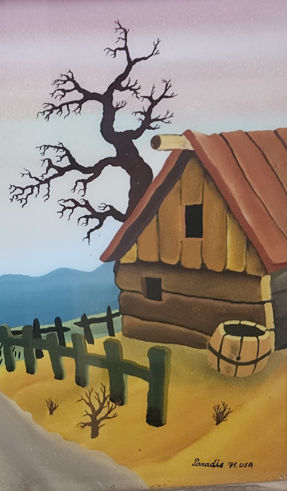 Branko Paradis 1971 Original Reverse Glass Painting Signed Naive Folk Art