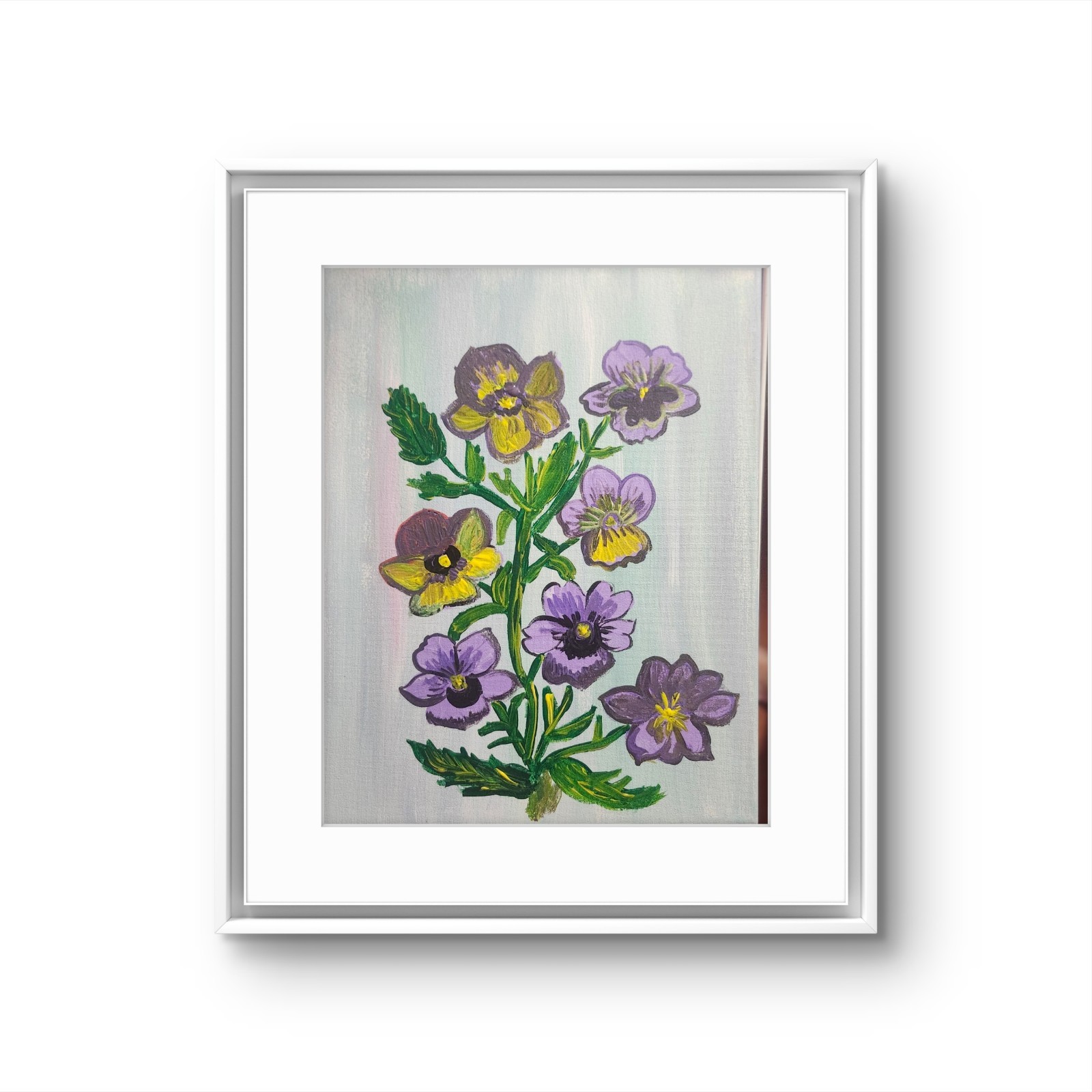 Pansy Flowers Original Painting 11×14 Acrylic Canvas Botanical Art