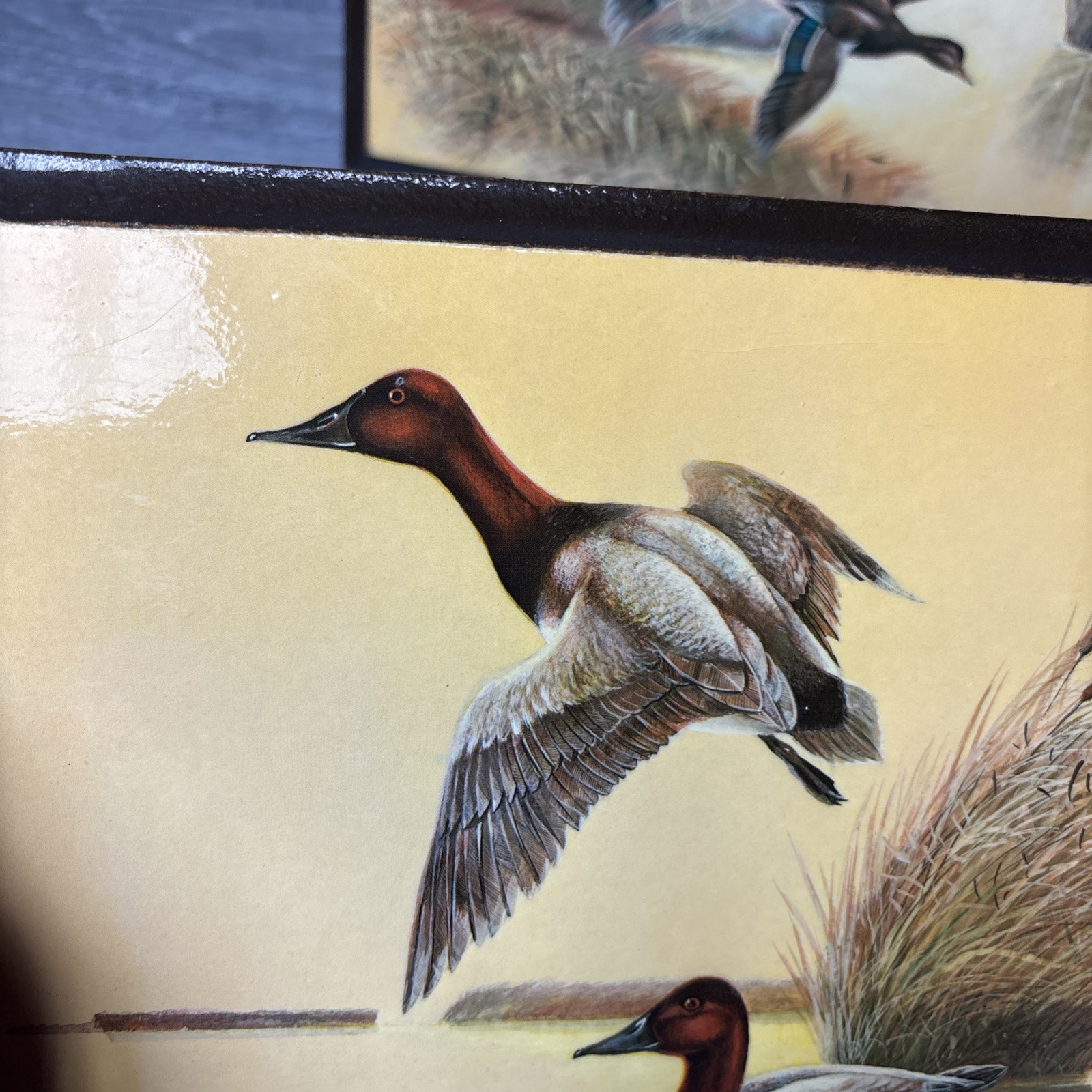 Vintage Ruane Manning Signed Ducks Wood Glazed 12×9 Nature USA 70’s MCM Decor NY