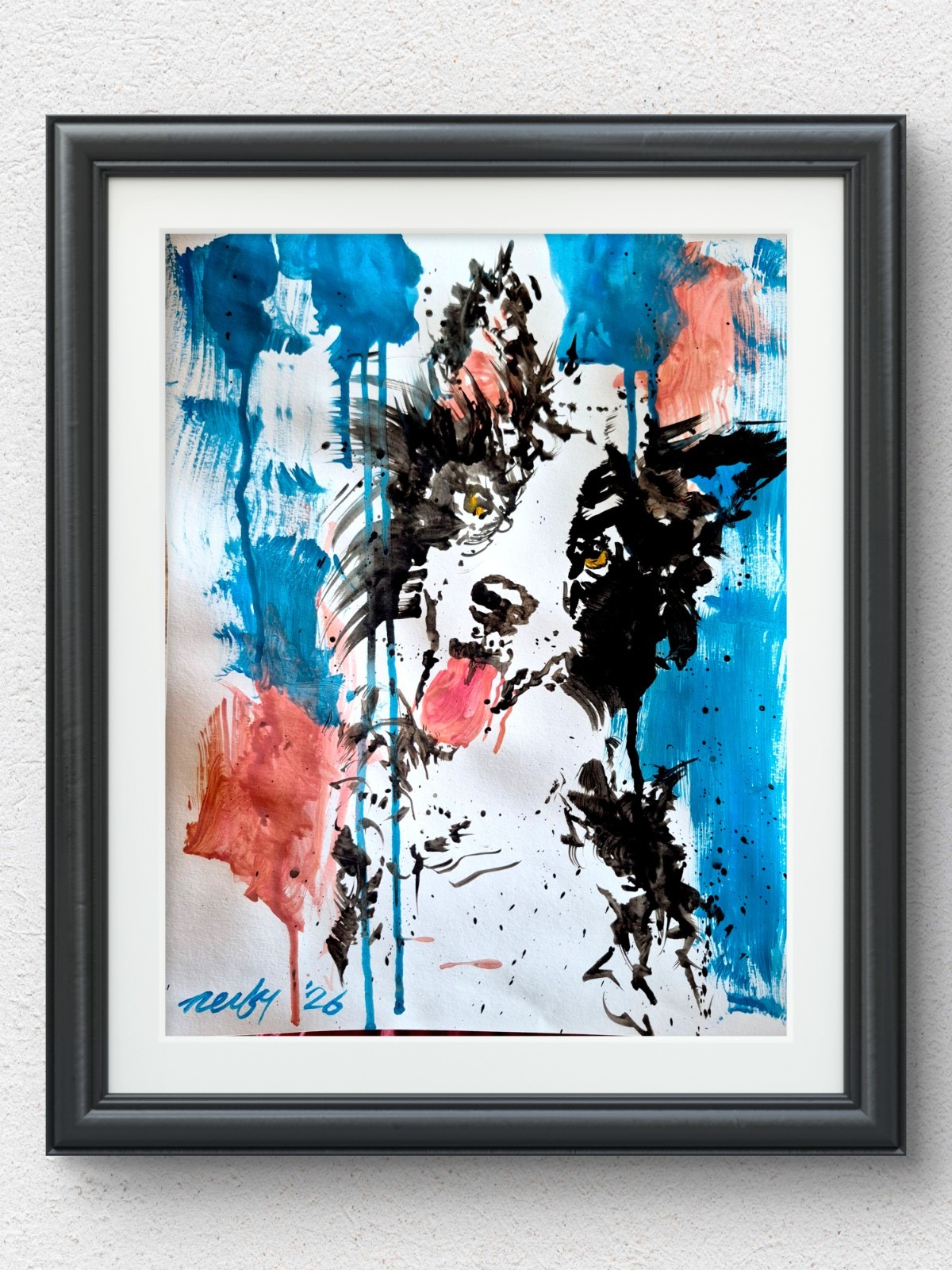 Original Pet Art 11×14 Expressionist Acrylic Paper Signed Colorful Painting P096