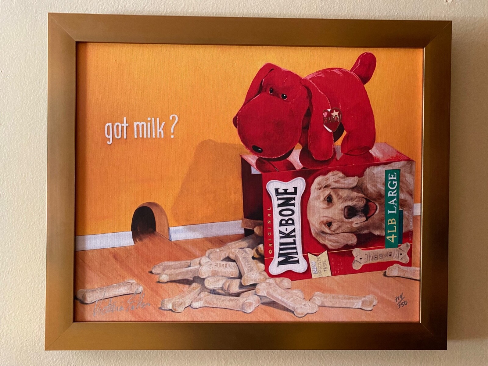 🔥Dog Bone Framed Giclee on Canvas by VICTORIA FULLER Ltd. Ed. 314/350!
