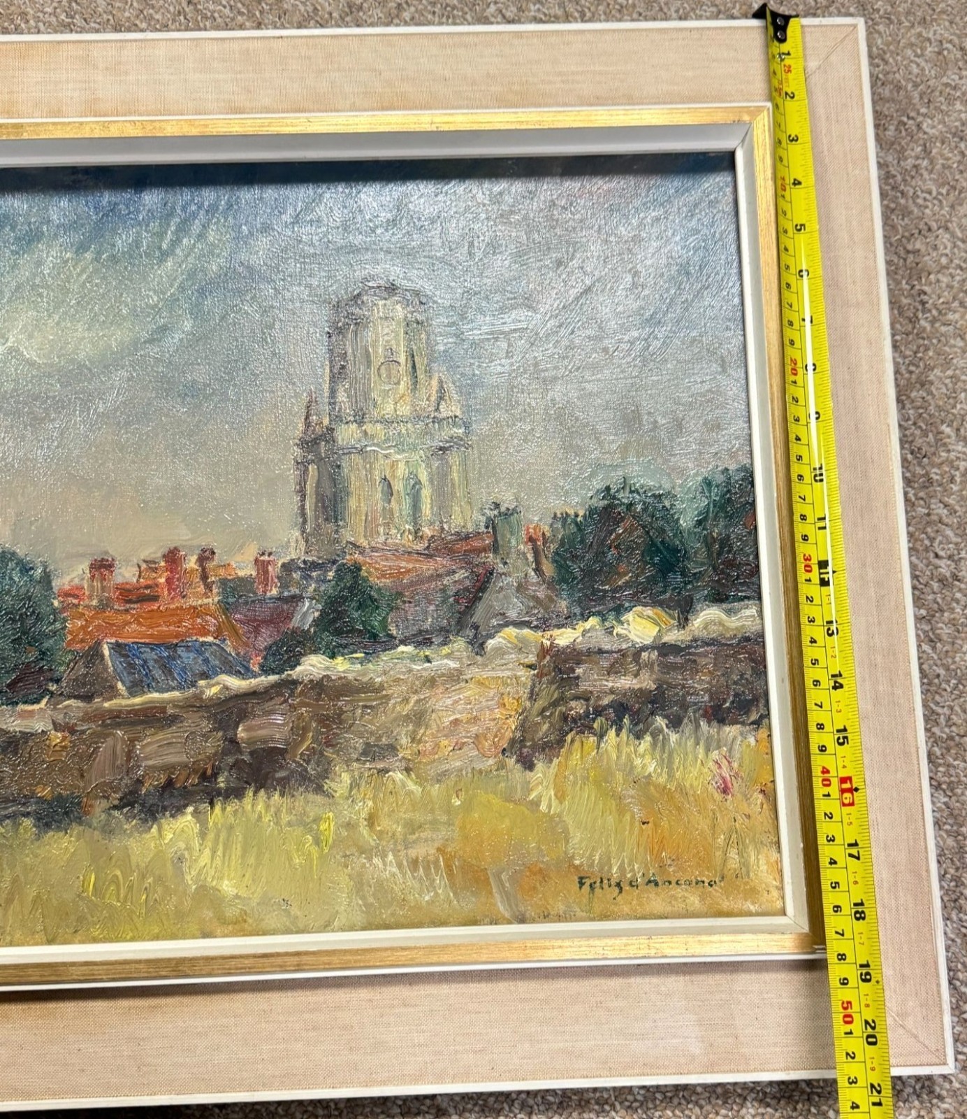 Felix d’ Ancona Signed Dutch Impressionistic Landscape Town Oil Painting