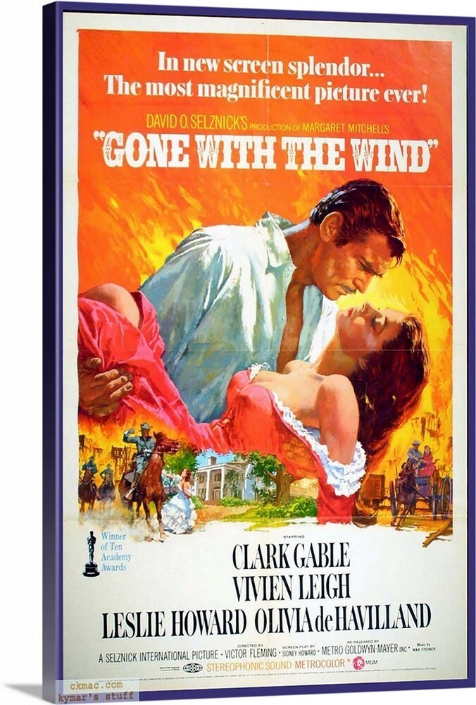 Canvas Wrap Giclee Art Gone With the Wind Movie poster 16 x 24 Retro 1939