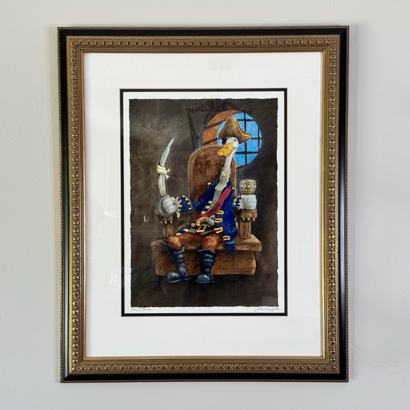 Will Bullas Original Duke L’Orange Pirate Duck Artwork Framed 2004 Signed