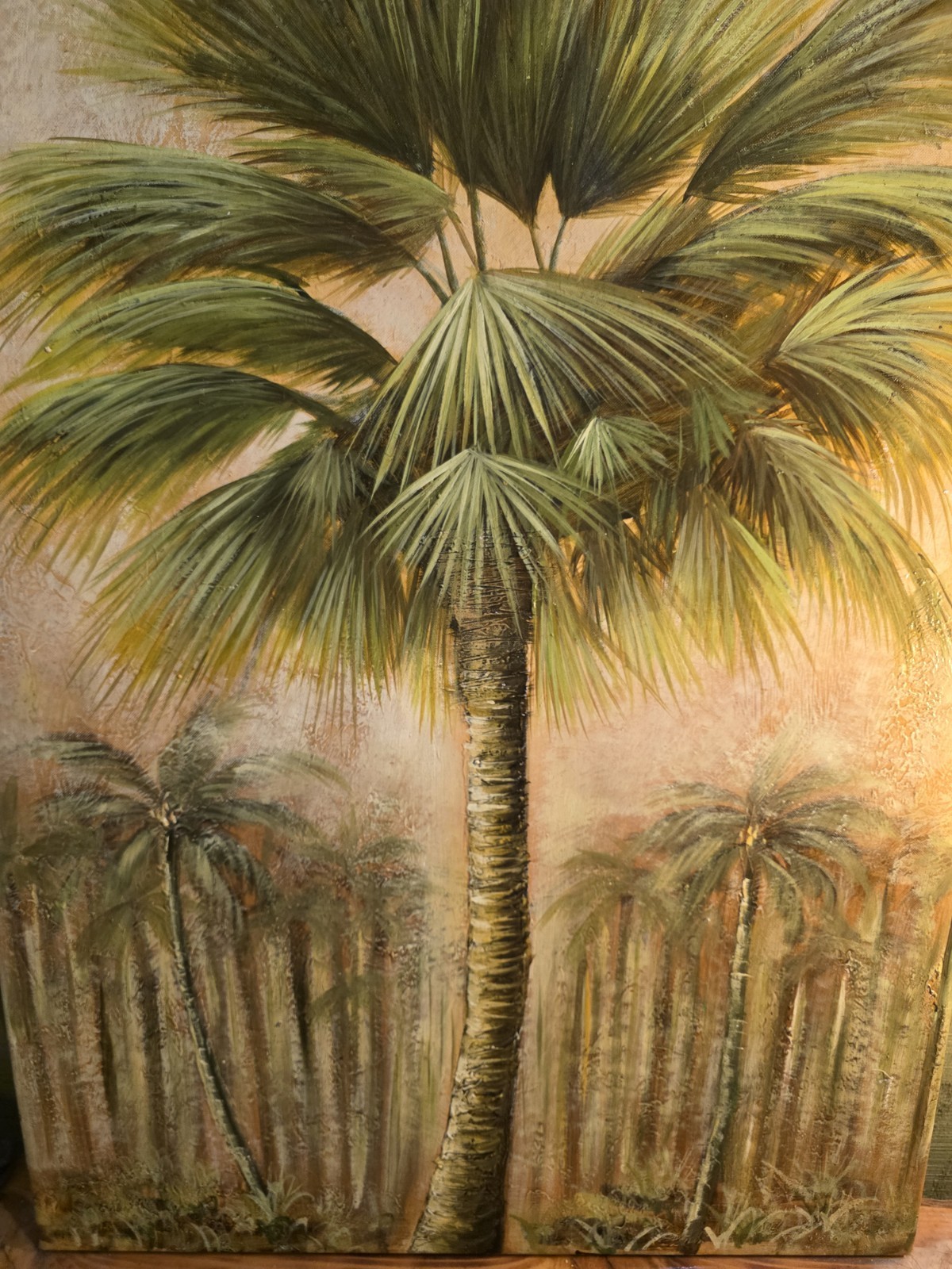 Palm Tree Landscape Textured Canvas Painting, Contemporary Nature, Unframed