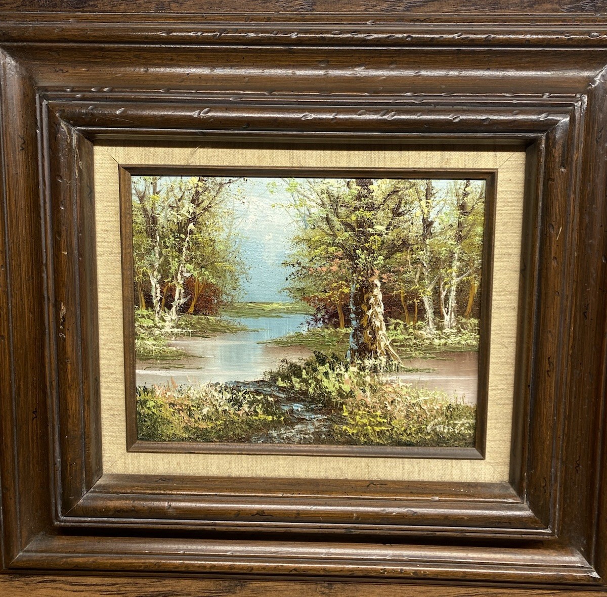 Vintage Framed Landscape Oil Paintings Paisley & Conti Woodland River Art