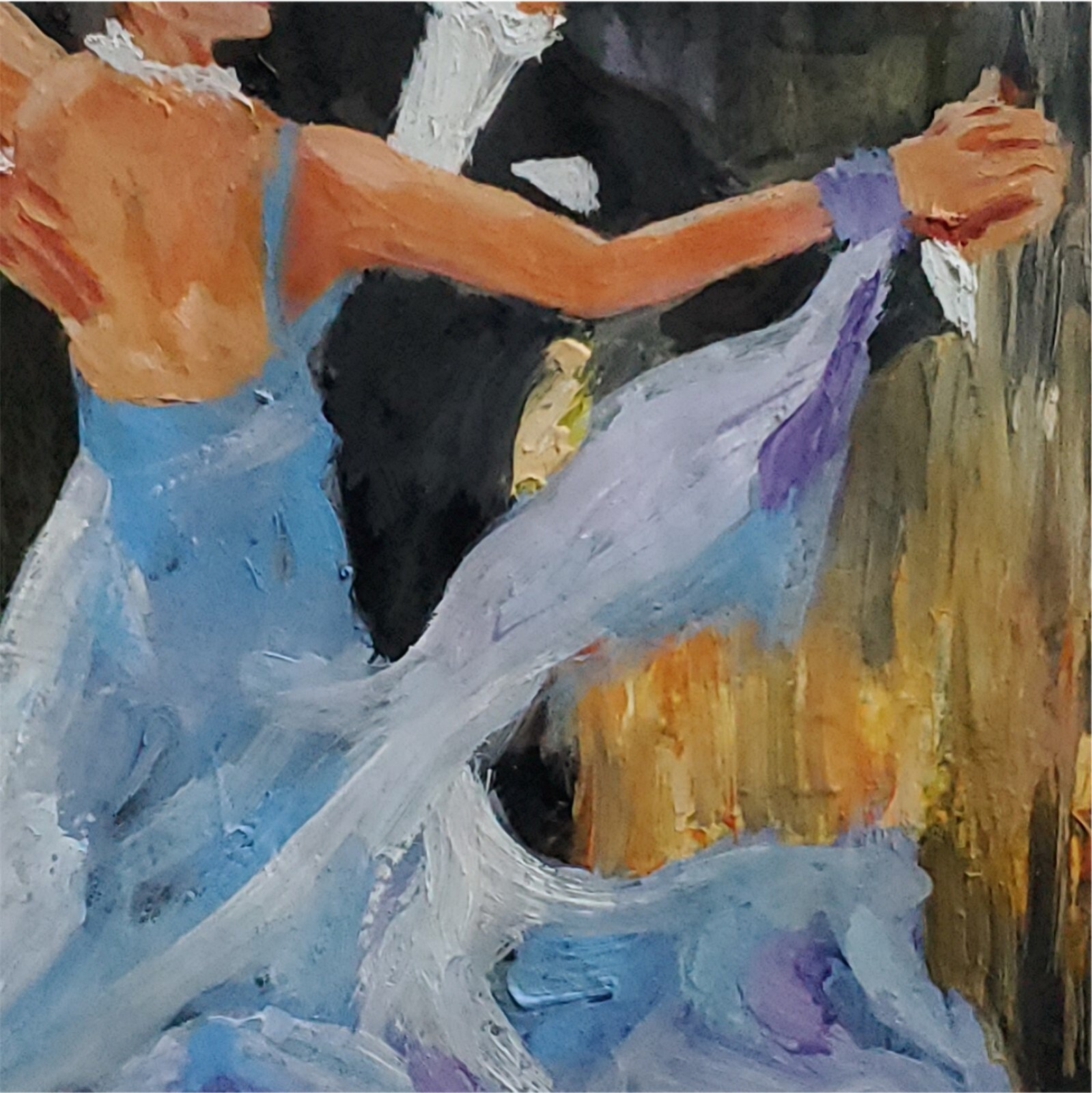 YARY DLUHOS Dance Figures Ballroom Dancing Music Woman Man Original Oil Painting