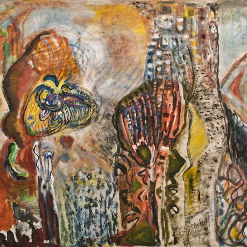 Erika Dobslaff Abstract Unique Contemporary Art Signed Mixed Media 1997
