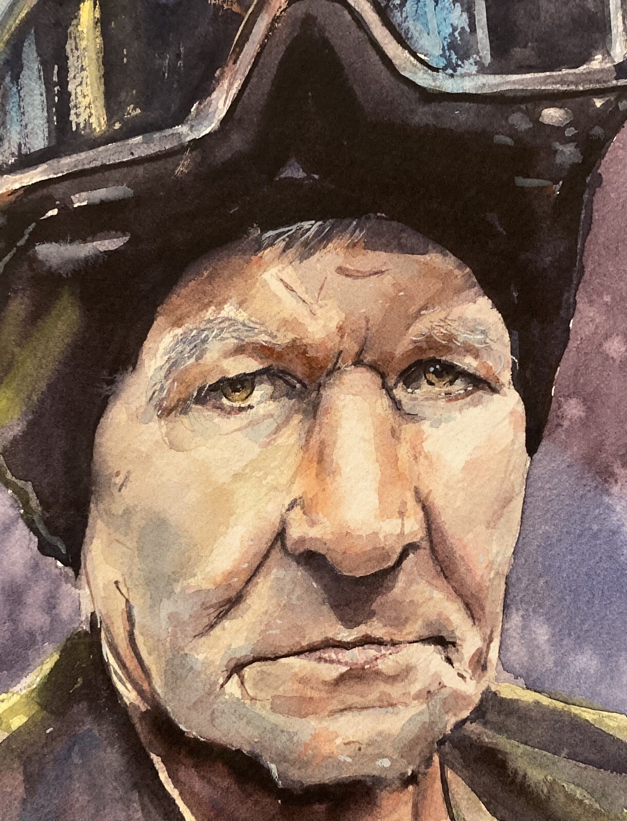 Watercolor Original Portrait Painting Worker 11″ x 8” NOT A PRINT