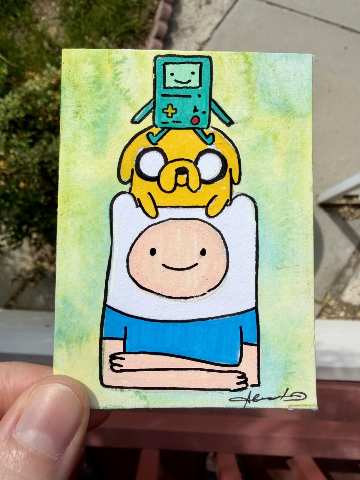 Original ACEO Adventure Time Painting by Alannah Dyer- Mini Art 2.5×3.5 in. BMO