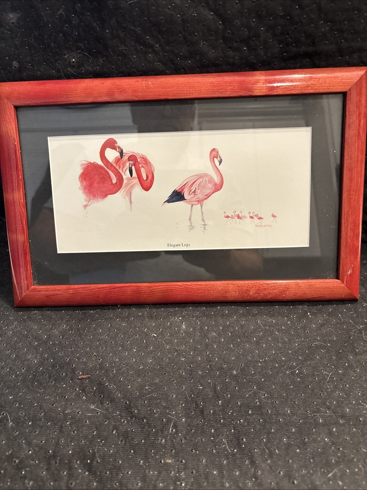 Flamingo Watercolor Signed RM FITZPATRICK Beautifully Wood Framed 13 1/2”X8 1/2”