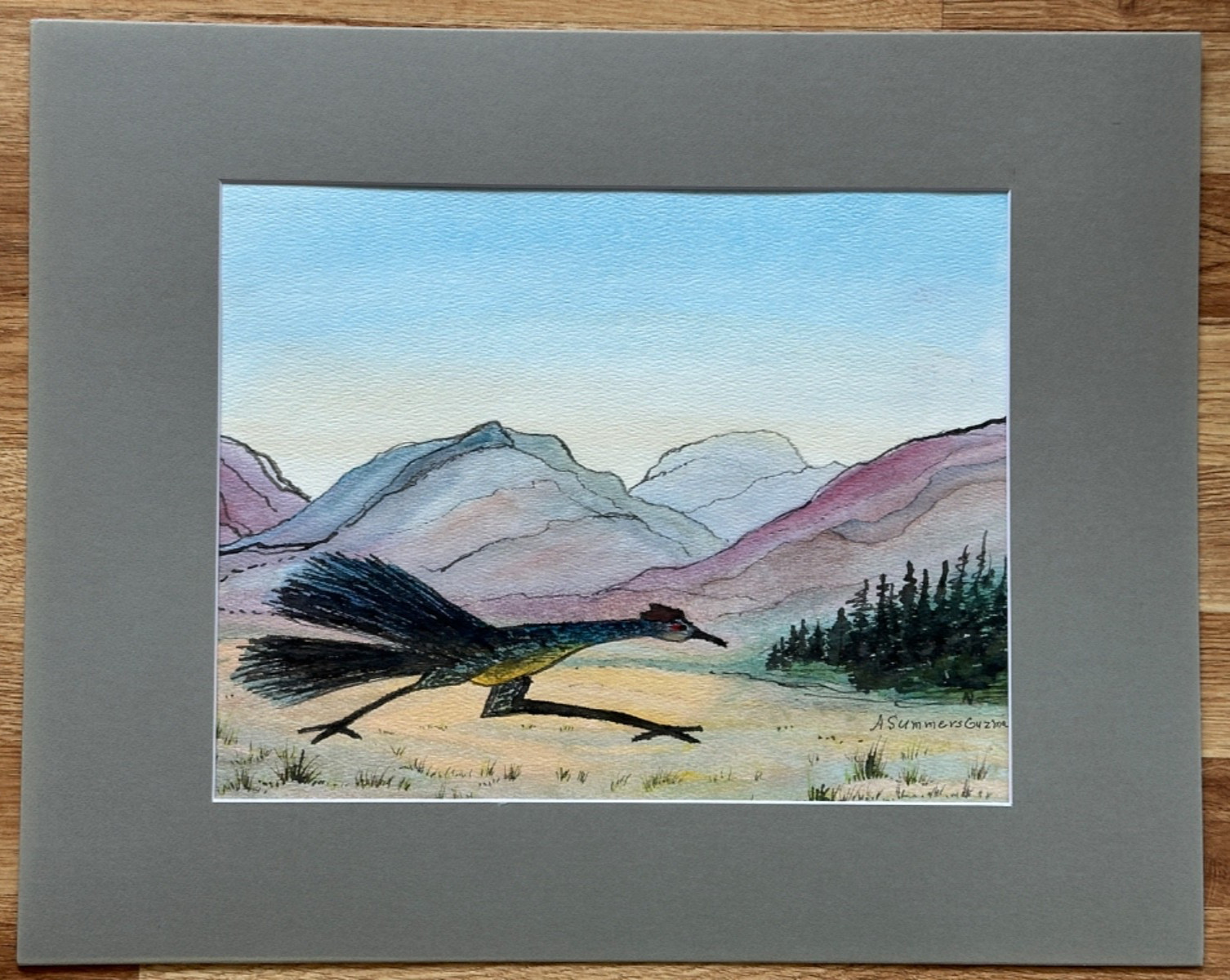 ALICE GUZMAN ORIGINAL WATERCOLOR PAINTING MATTED 16″ X 20″ NEW MEXICO 1980’S