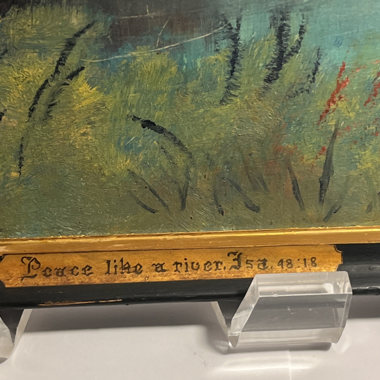 Vintage MCM Impressionist Oil Painting “Peace Like A River” Signed D Burris
