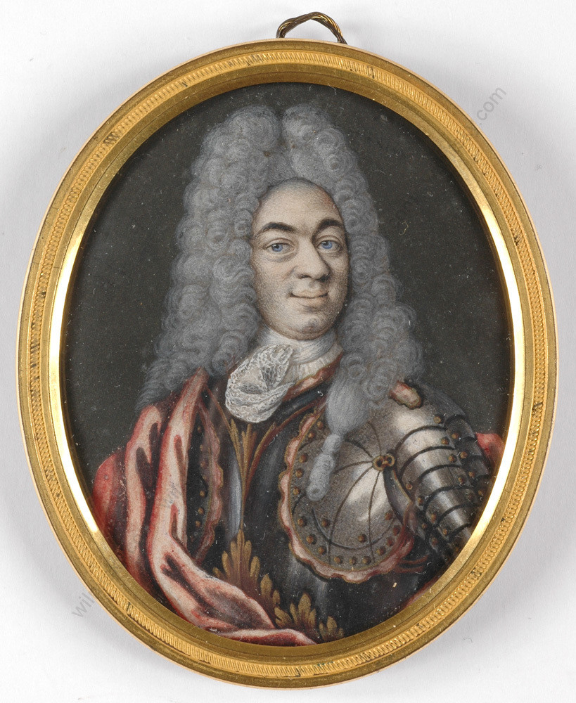 «Portrait of a German Royalty», high quality miniature on vellum!!, ca.1720