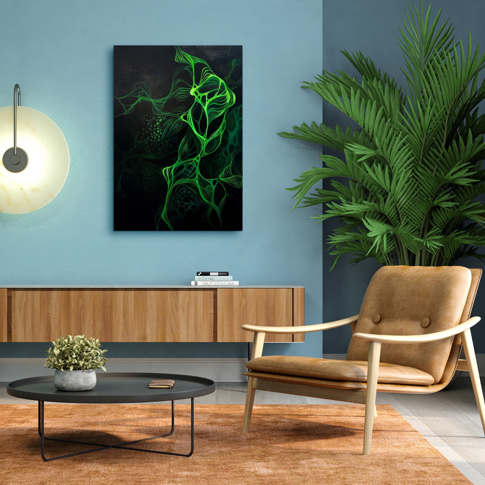 Acrylic painting Emerald Vortex: Enigmatic Green Abstraction – Earth Matrix