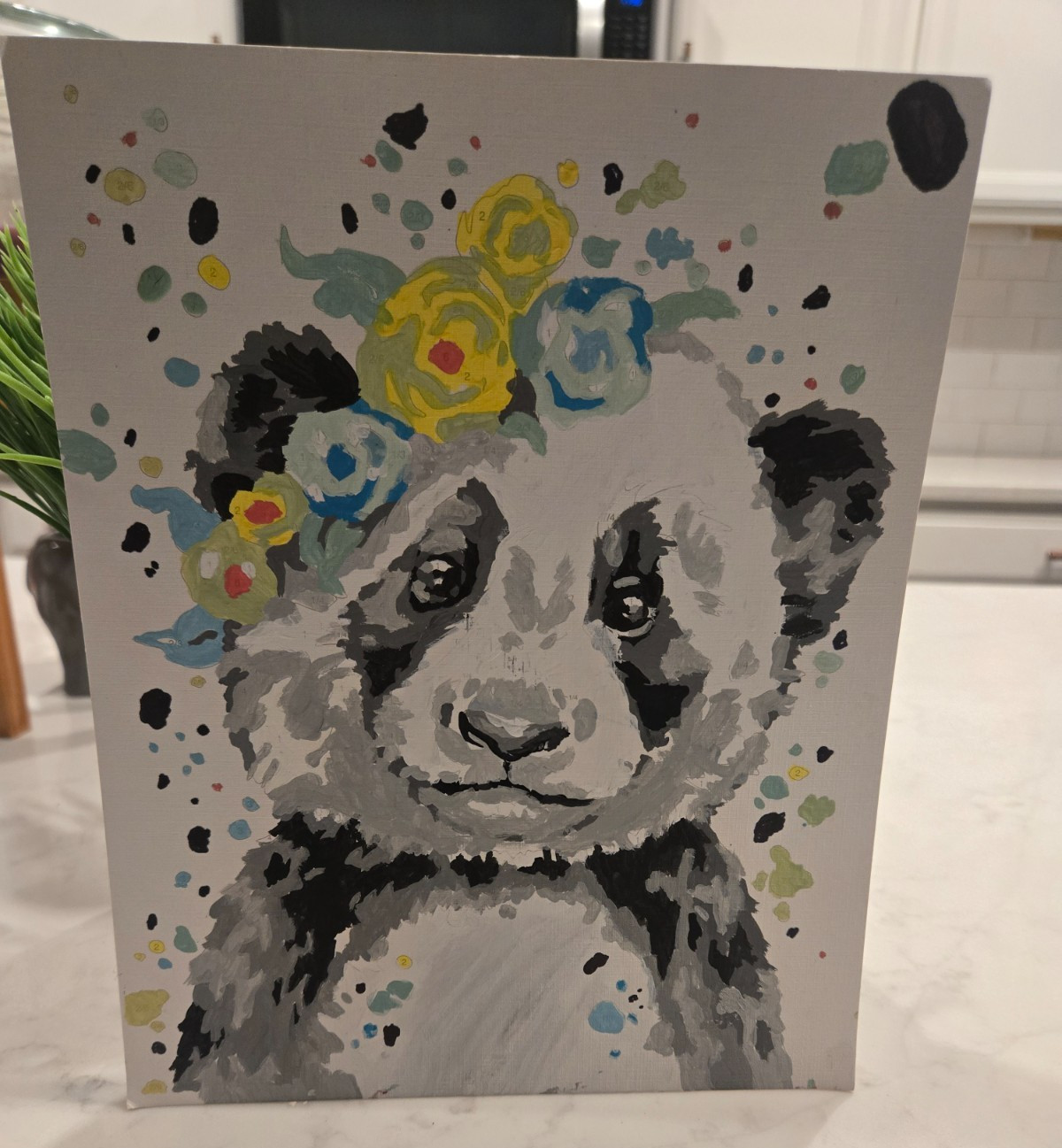 Panda Bear canvas Painting Cute Animal Wall Art 8×10