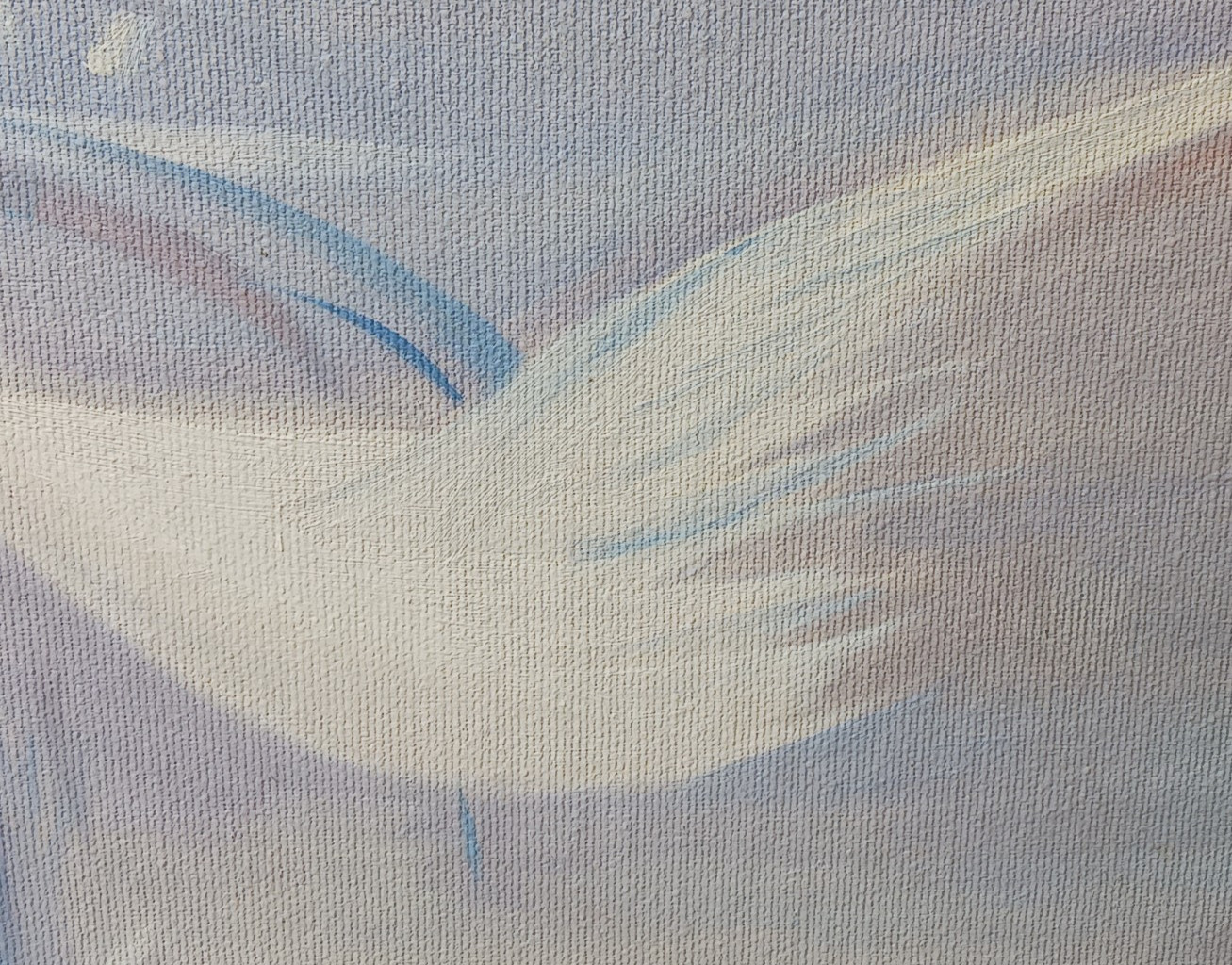 Vintage Painting Bird Egret Oriental Asian in Marsh Signed