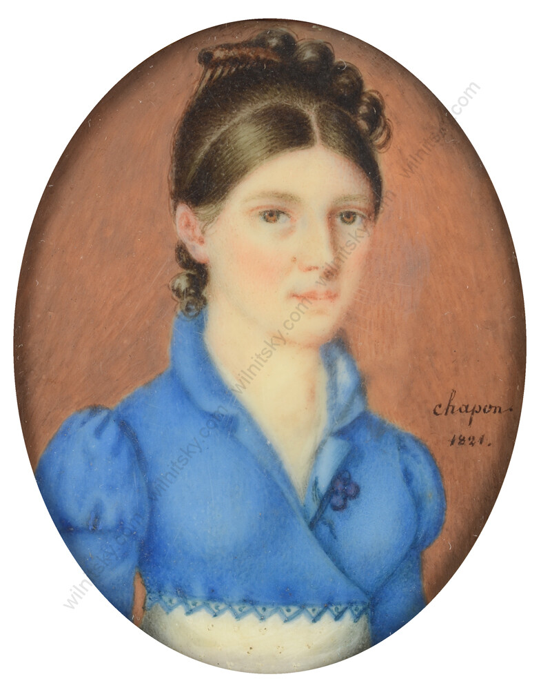 Hippolyte Chapon (ca. 1790 – after 1838) «Female portrait», miniature, 1821