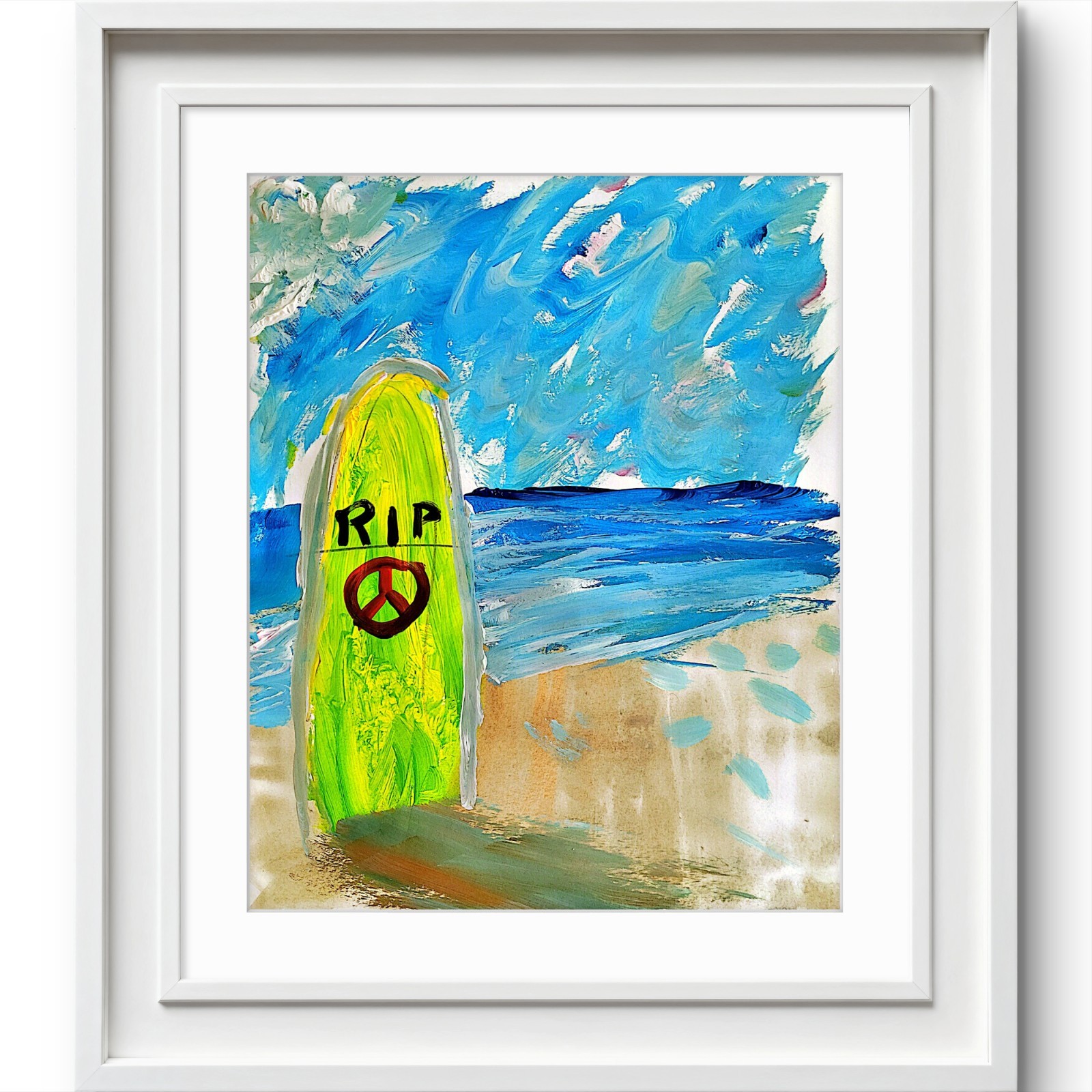 Surfers’ Graveyard Abstract Expressionist Original Gallery Paper Painting 11×14