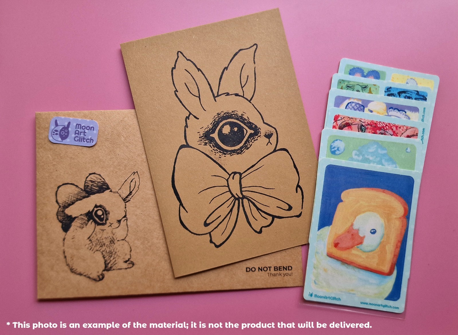 Aceo PRINT STICKER by MoonArtGlitch ~ Pack 4A ~ Moth Bird Cat Fish Animal Cards