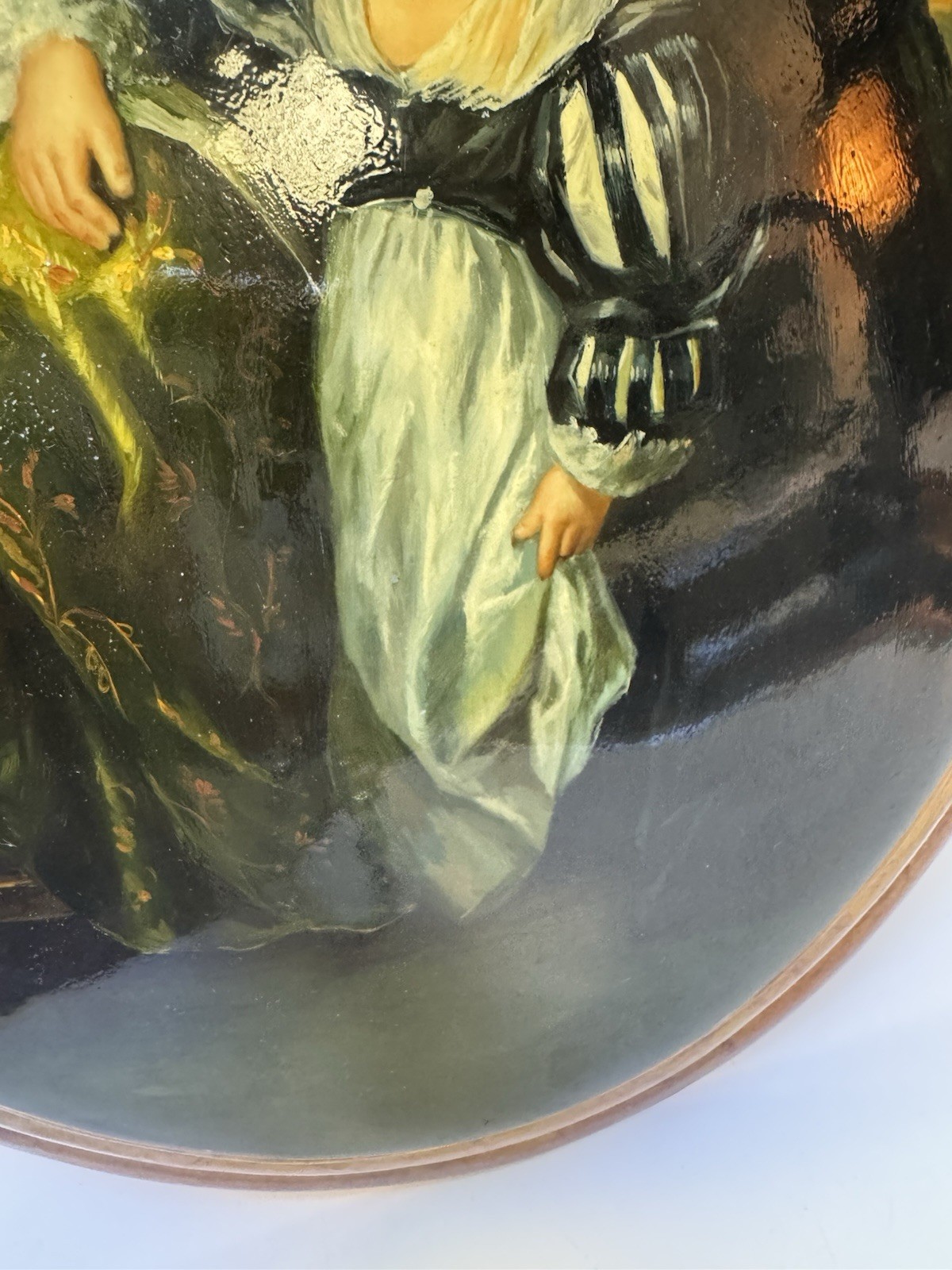 Oil Painting original Mother Infant Baby Children 19Th C Style Domed Wood Plaque