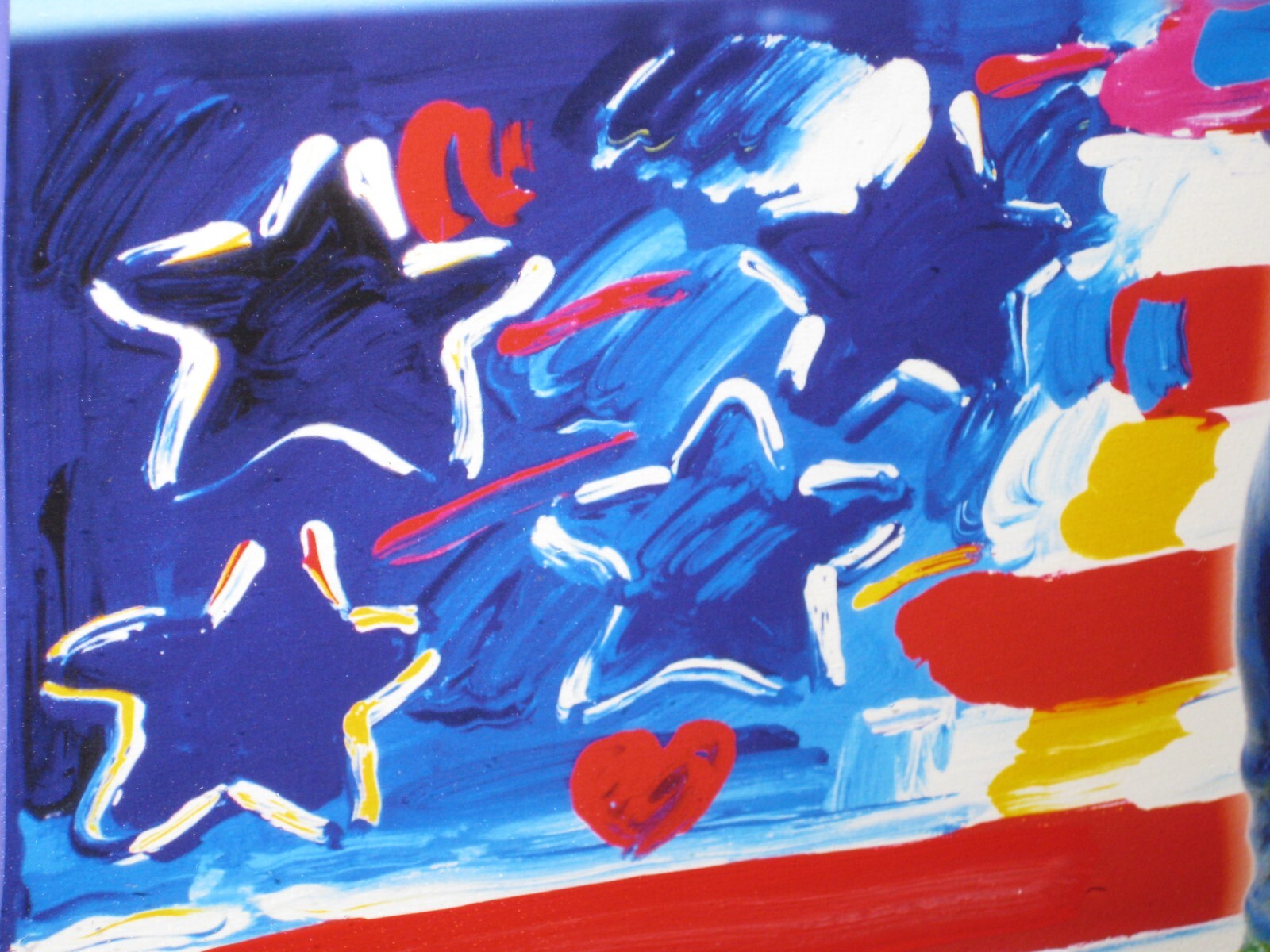 Peter Max Peace on Earth , Original Mixed Media w/Acrylic, Patriotic Series