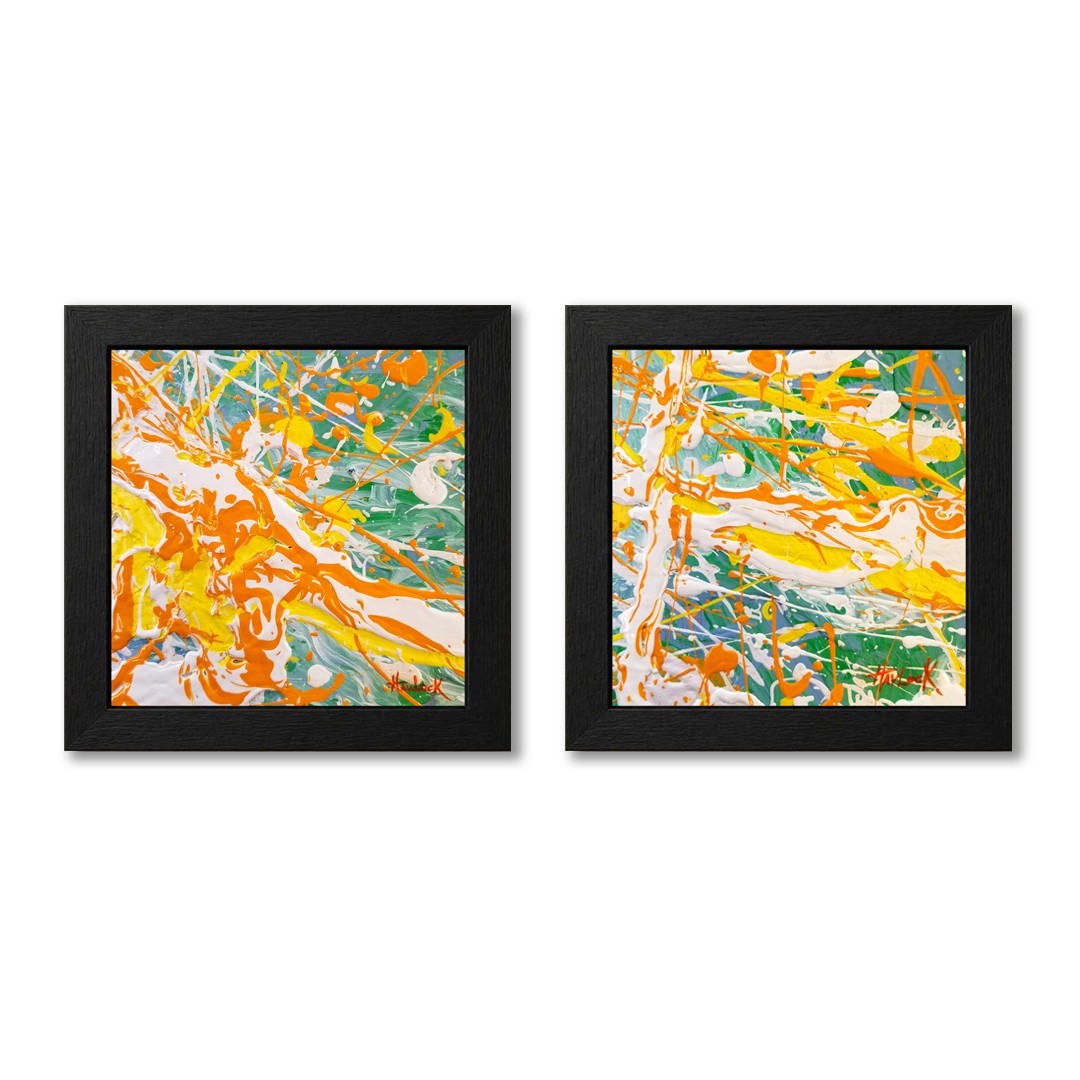HAVLOCK Tidal Synapse SET 6X6 Modern Abstract Paintings Framed OOAK Signed w/COA
