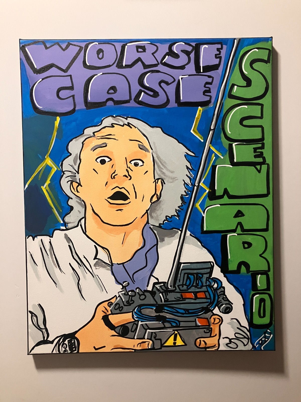 Original Movie Pop Art Painting Back to the Future Doc Brown 16×20 Canvas