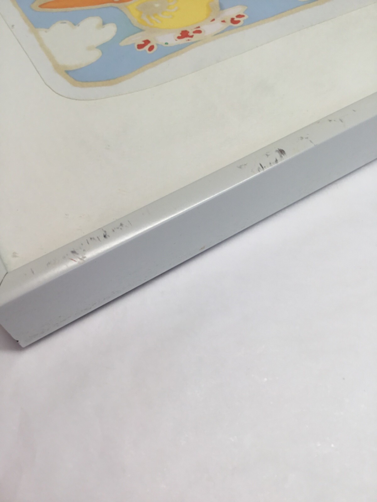 Painting signed green blue yellow glass wax resists framed dated white
