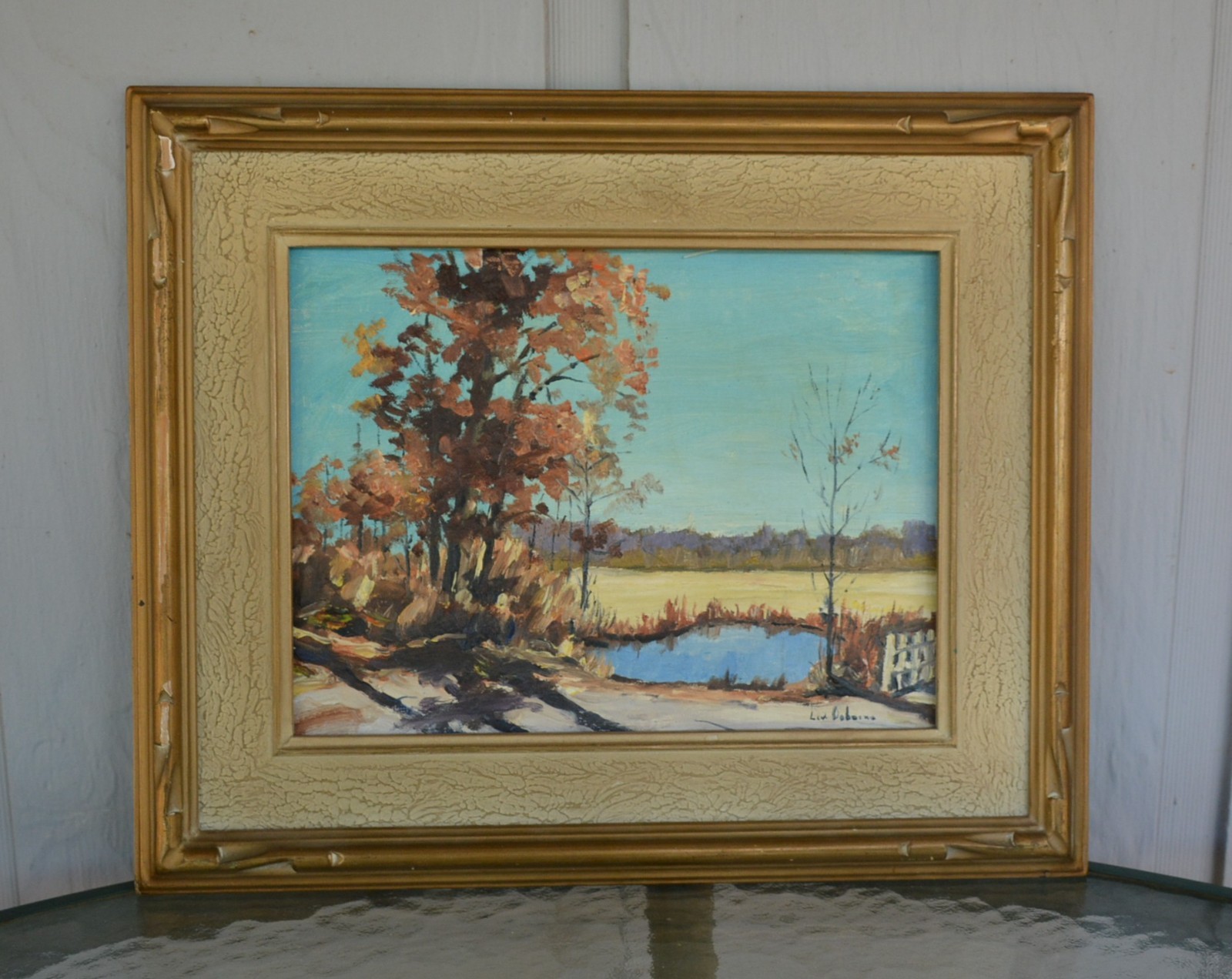 Lewis Osborne (1887-1972) – Oil Landscape Painting – Horn Pond – Woburn MA