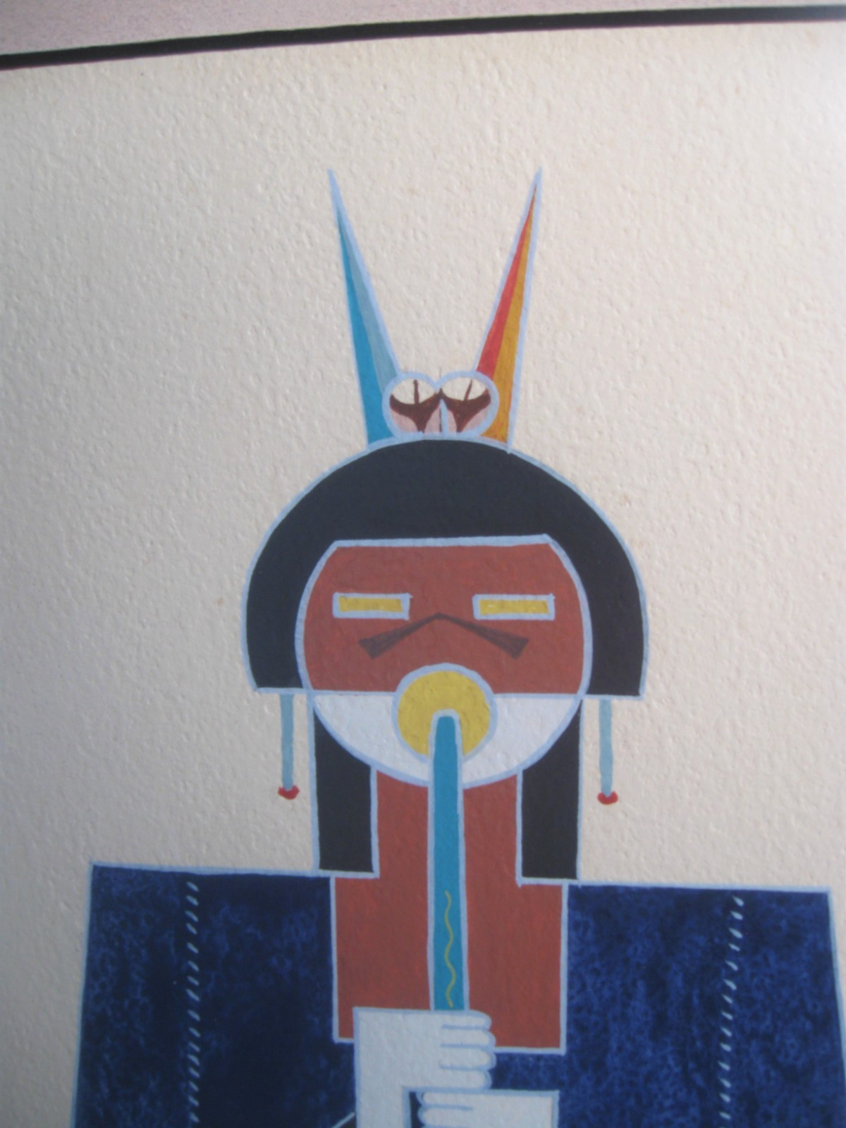 Native American Cochiti Manuel Chavez «OW U TE WA» Flute Dancer painting 1964