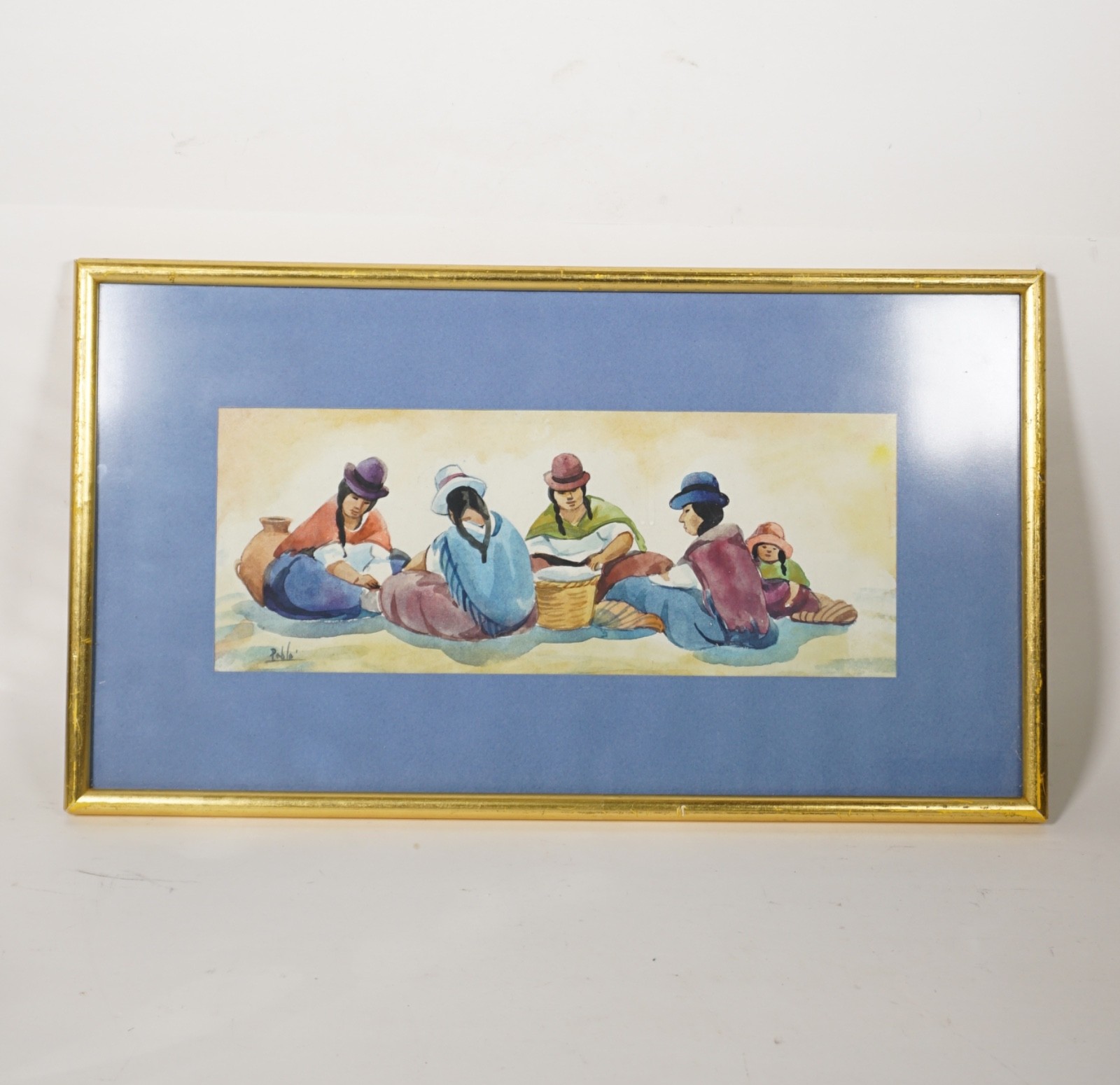 A Peruvian watercolor painting – framed and signed by artist